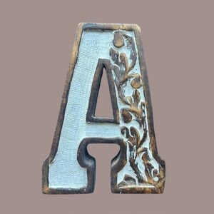 Wood Hand Carved India Letter A